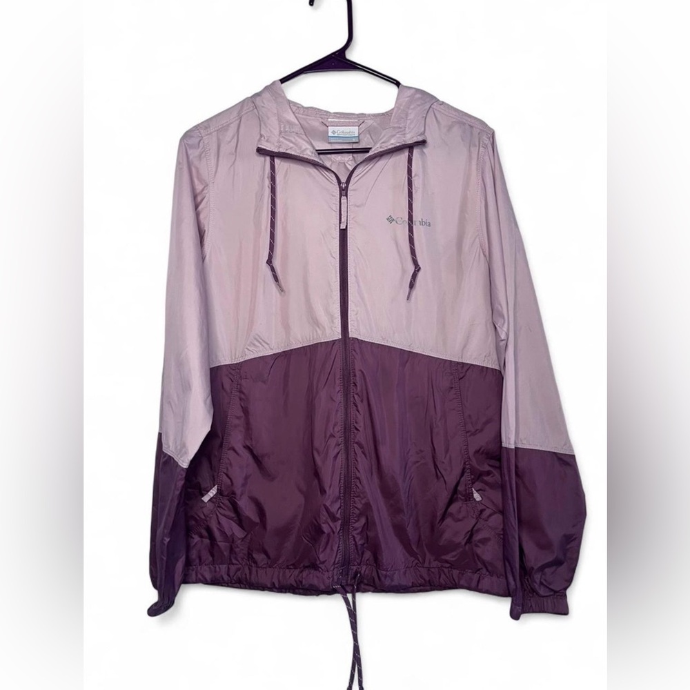 Columbia Lightweight Pink Maroon Rain Jacket | Hooded Outdoor Windbreaker M